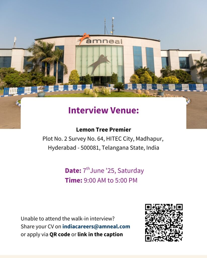 Amneal Pharmaceuticals Walk-In Drive for Engineering Roles for Green Field Project