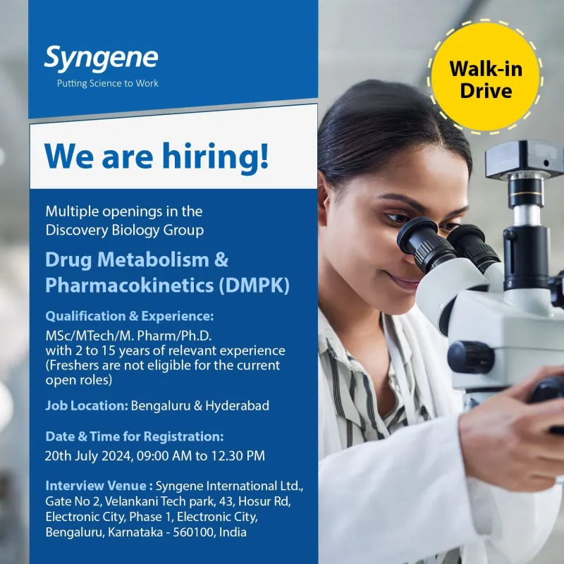 Syngene International Walk In Notification