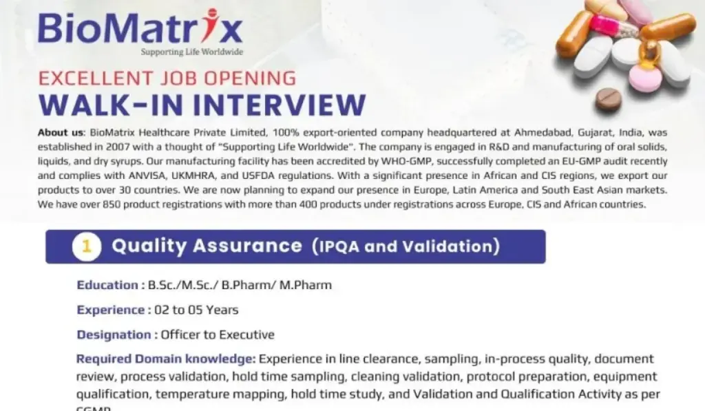BioMatrix Healthcare Job Notification