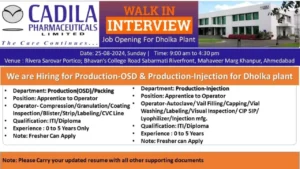 Cadila Pharmaceuticals Walk in