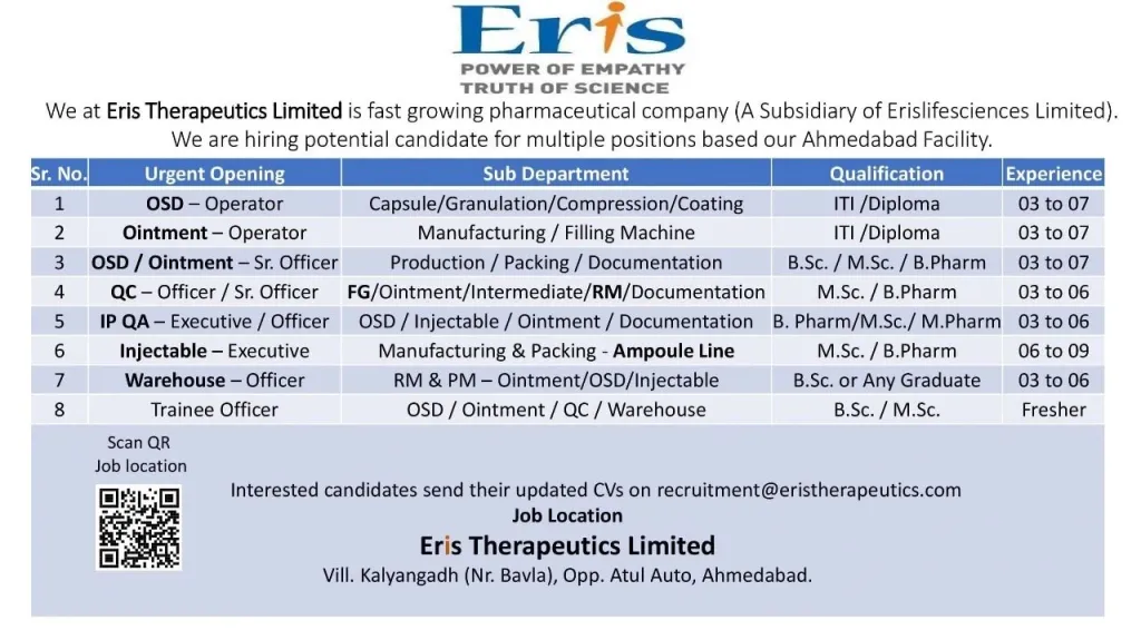 Eris Therapeutics Limited jobs