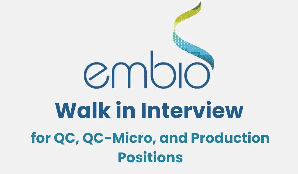 Embio Limited Walk in Interview