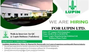Lupin Limited Walk In Notification