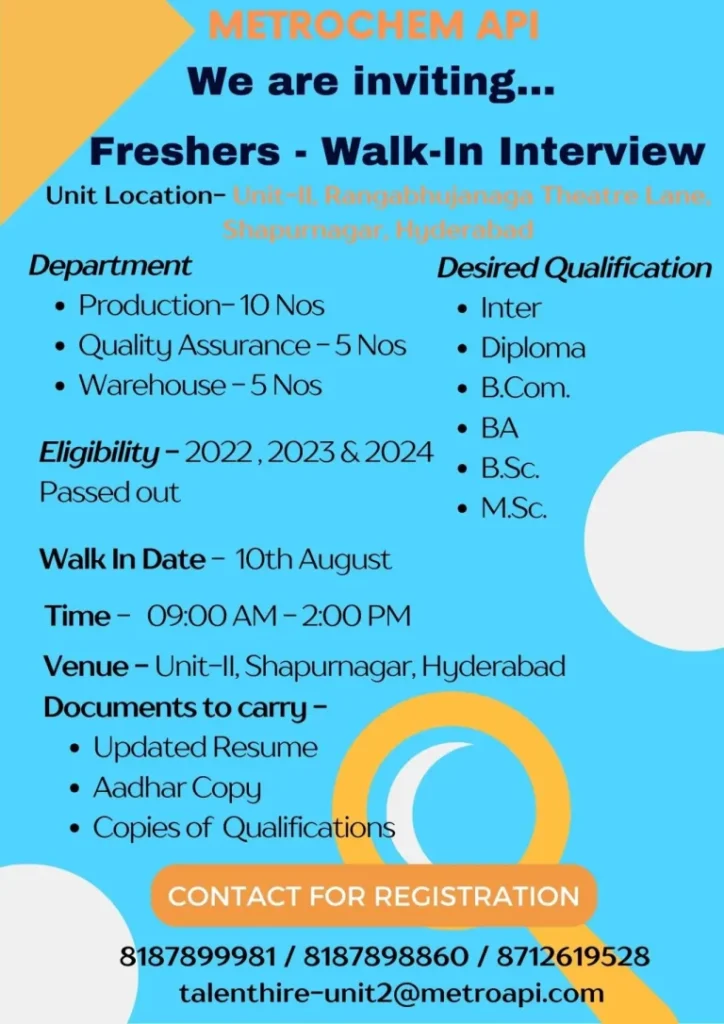 METROCHEM API – Walk-In Notification