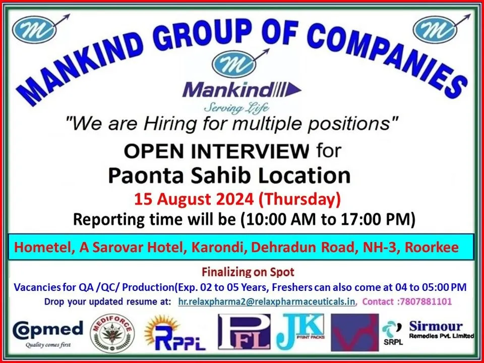 Mankind Pharma Walk in Interview