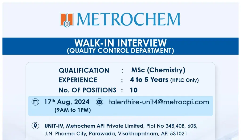 Metrochem API Walk In