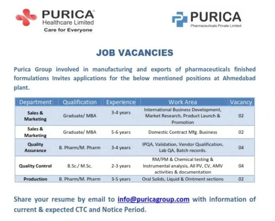 Purica Healthcare Multiple Openings