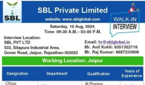 SBL Private Limited Walk In