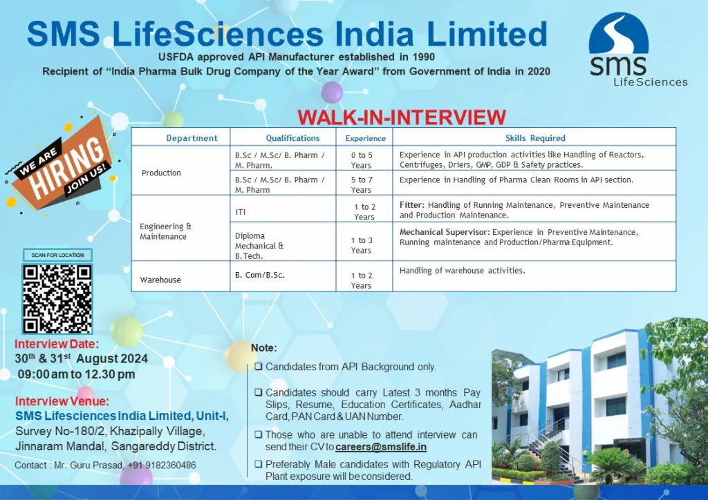 SMS LifeSciences Walk in