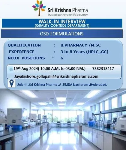 Sri Krishna Pharmaceuticals Walk in