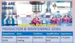 Sri Krishna Pharmaceuticals walk in