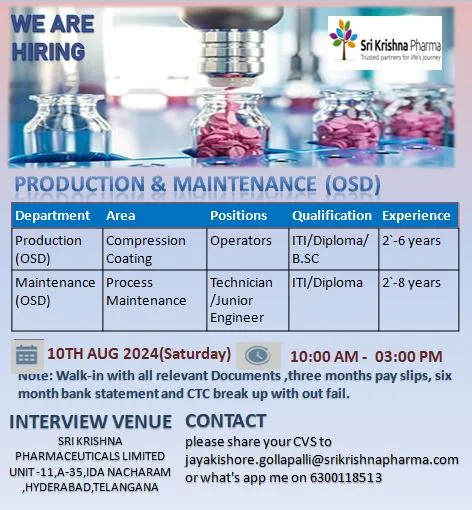Sri Krishna Pharmaceuticals Ltd walk in