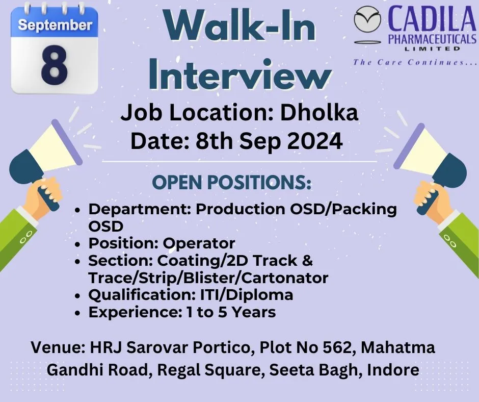 Cadila Pharmaceuticals Walk in
