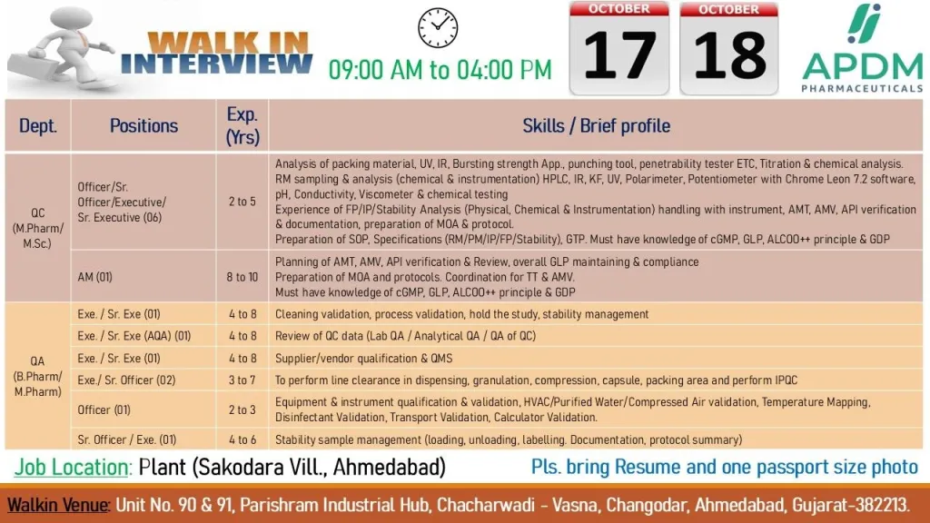 APDM Pharmaceuticals Walk in Notification