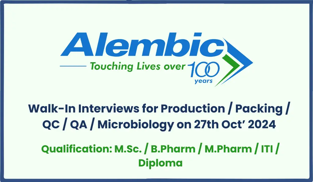 Alembic Pharmaceuticals Walk in