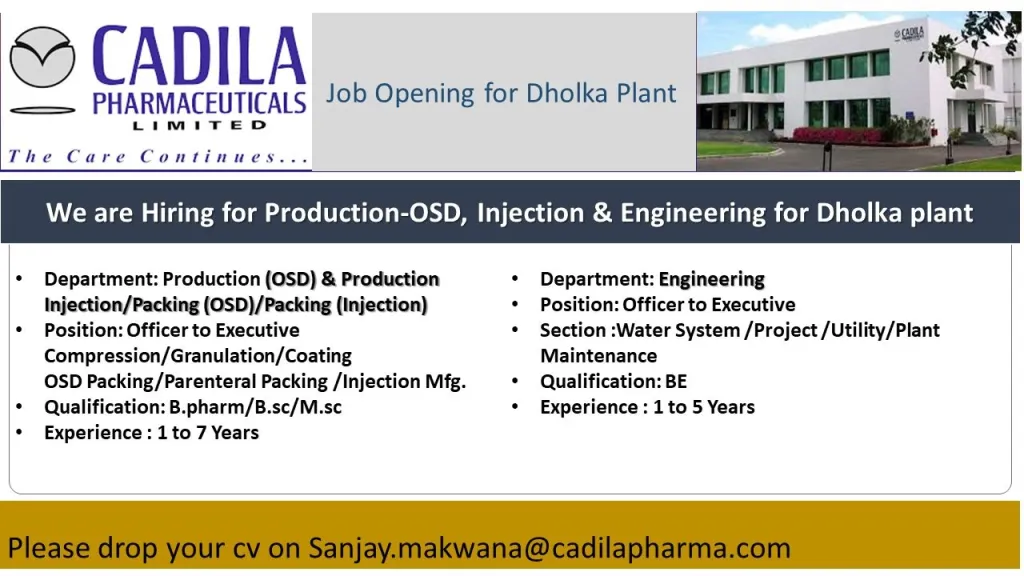 Cadila Pharmaceuticals Walk in