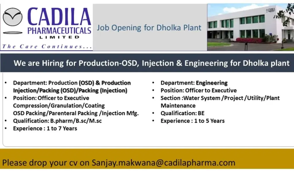 Cadila Pharmaceuticals Walk in
