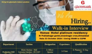 Glenmark Pharmaceuticals – Walk-In Interview
