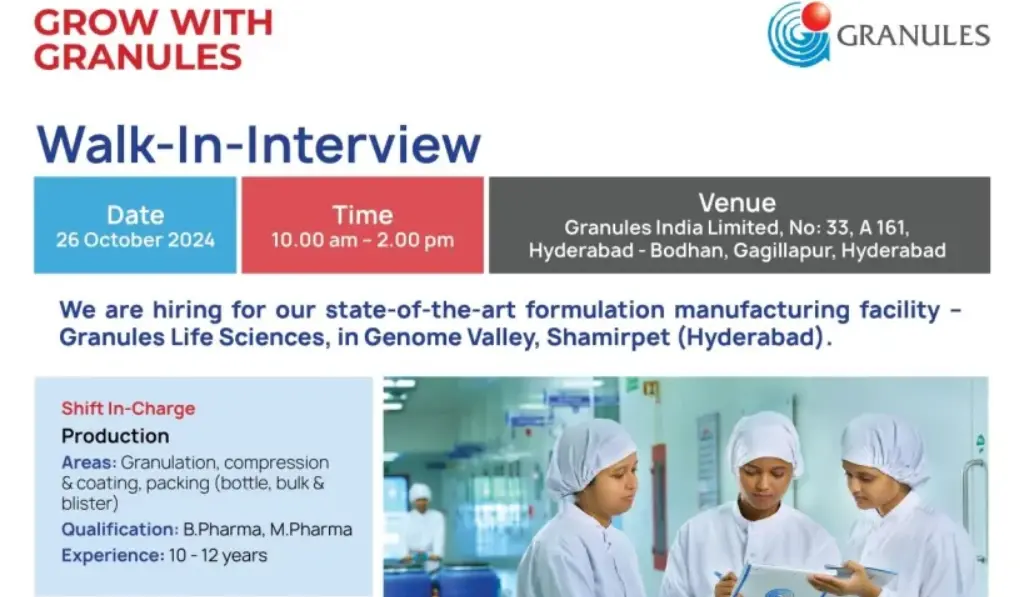 Granules Life Sciences Walk-In