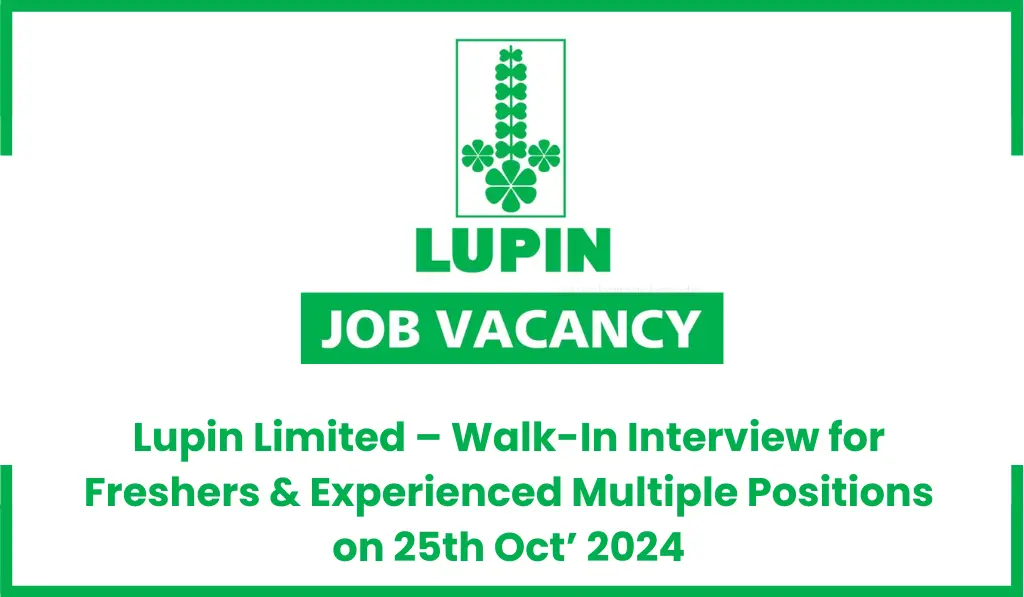 Lupin Limited Job vacancy