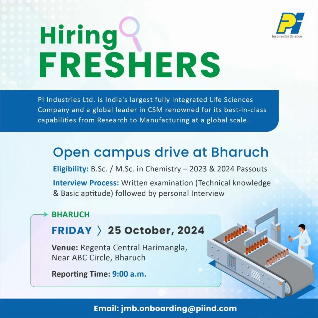 PI Industries Ltd – Open Campus Drive for FRESHERS