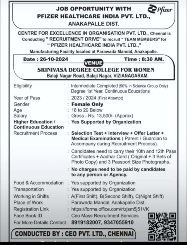 Pfizer Healthcare Recruitment Drive