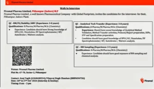 Piramal Pharma Walk in