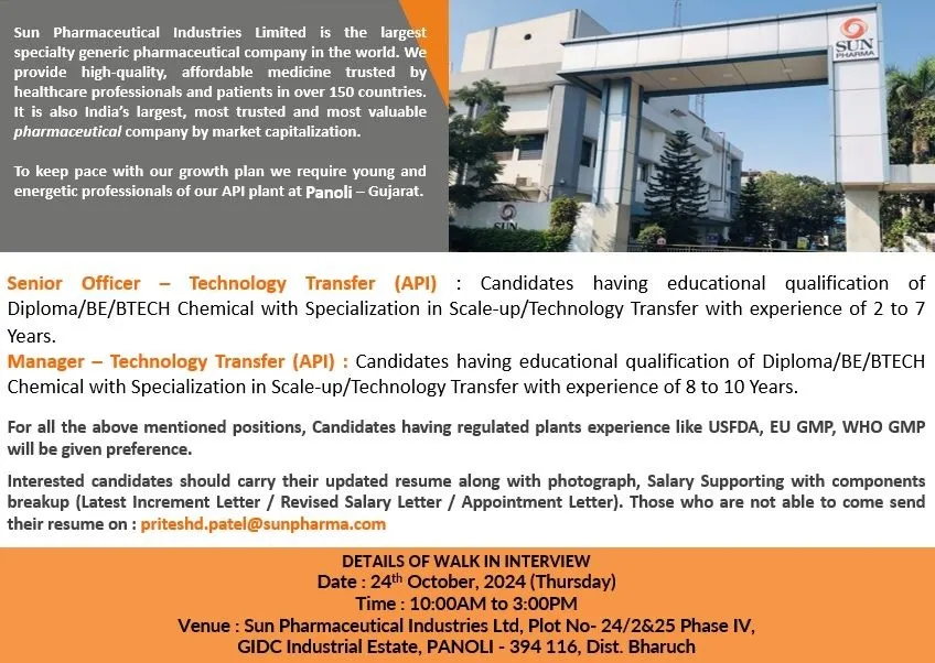 Sun Pharma Walk in