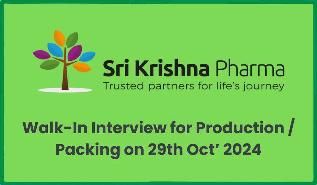 Sri Krishna Pharma – Walk-In Interview