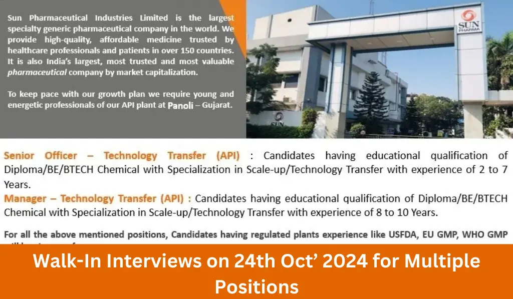 Sun Pharma hiring