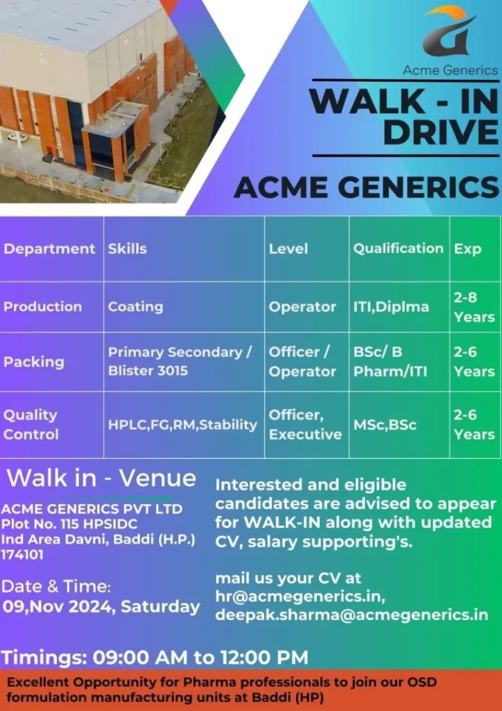 Acme Generics – Walk-In Interview