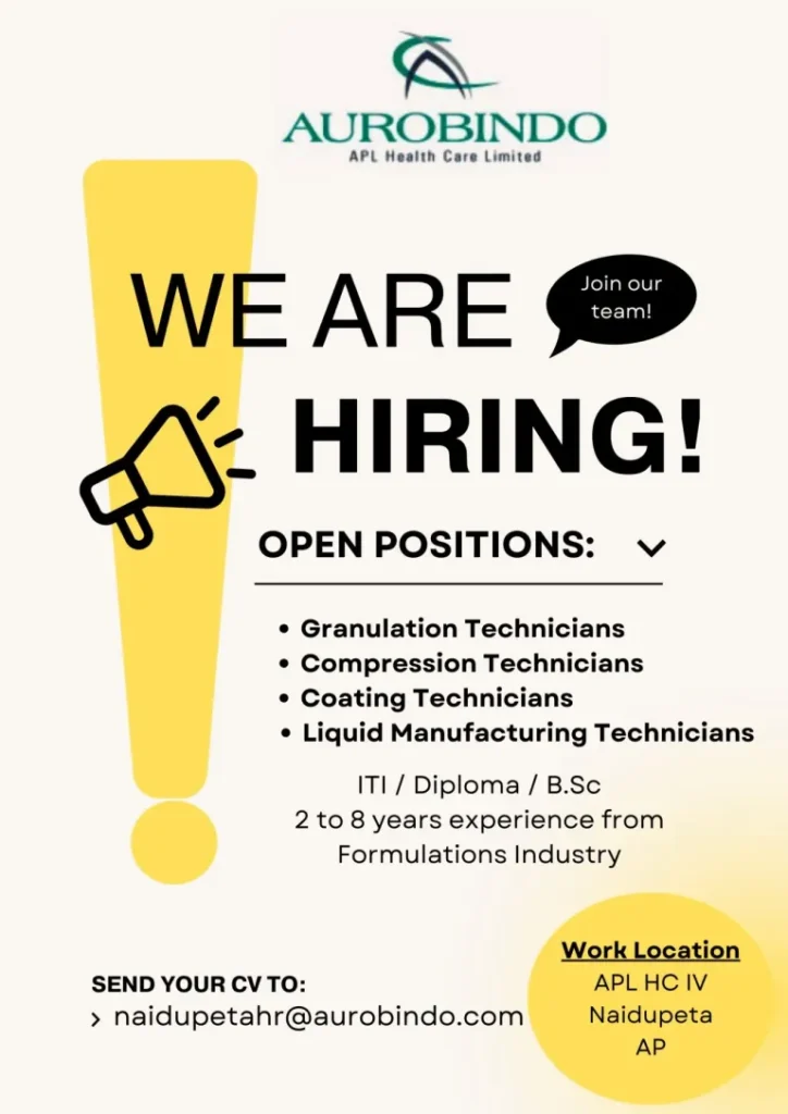 Aurobindo Pharma Hiring