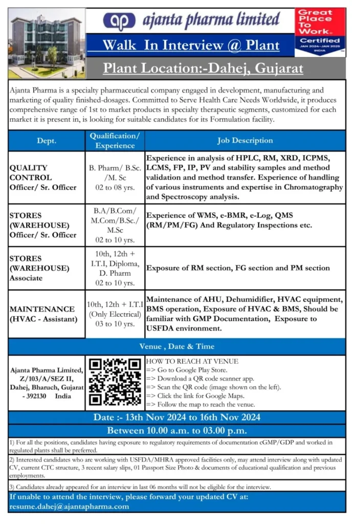 Ajanta Pharma Limited Walk In Drive