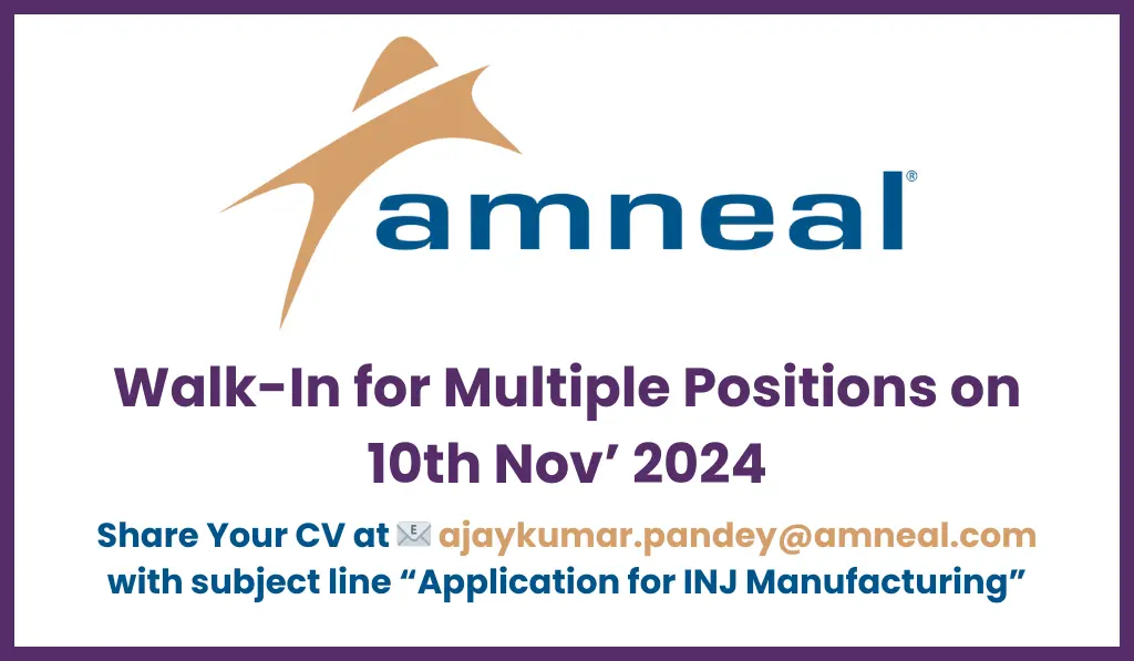 Amneal Pharmaceuticals Urgent Hiring