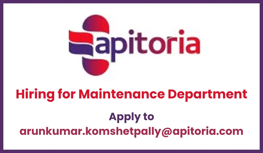 Apitoria Pharma (Aurobindo) Job Openings
