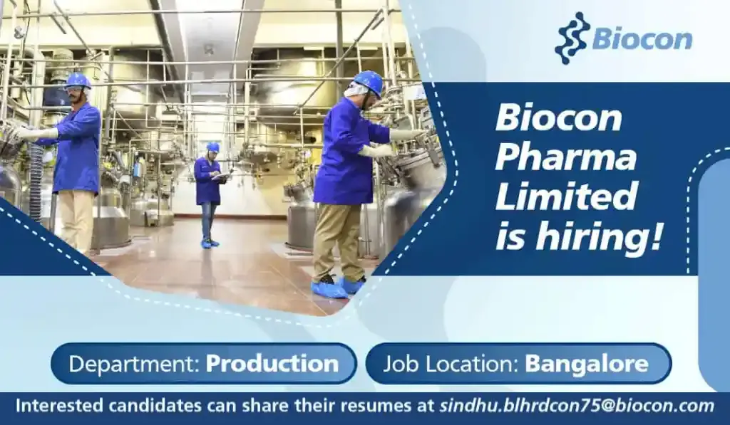 Biocon Limited Hiring Freshers