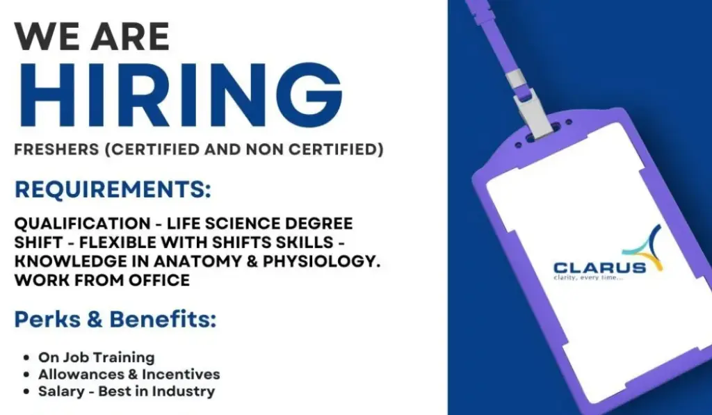 Clarus Hiring Freshers