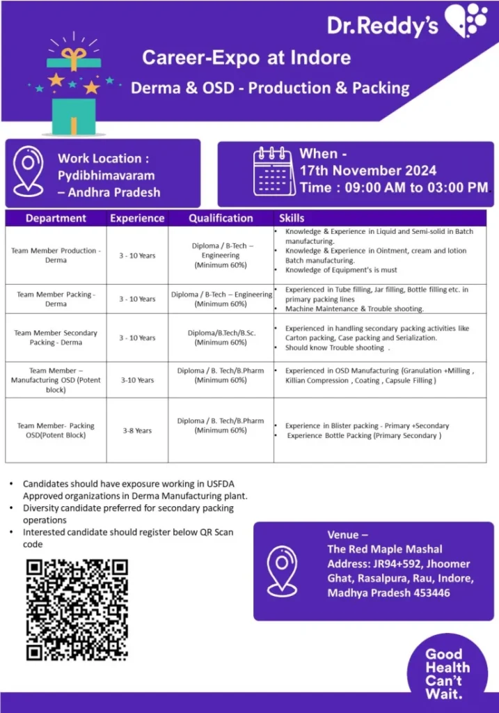 Dr. Reddy’s Laboratories – Walk-In Interview 2