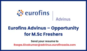 Eurofins Advinus – Opportunity for M.Sc Freshers