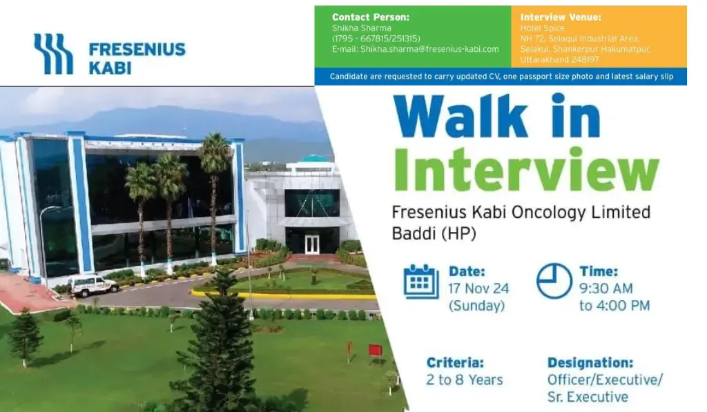 Fresenius Kabi Oncology Ltd – Walk-In Interview