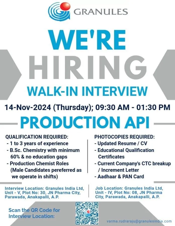 Granules India Walk-In Drive