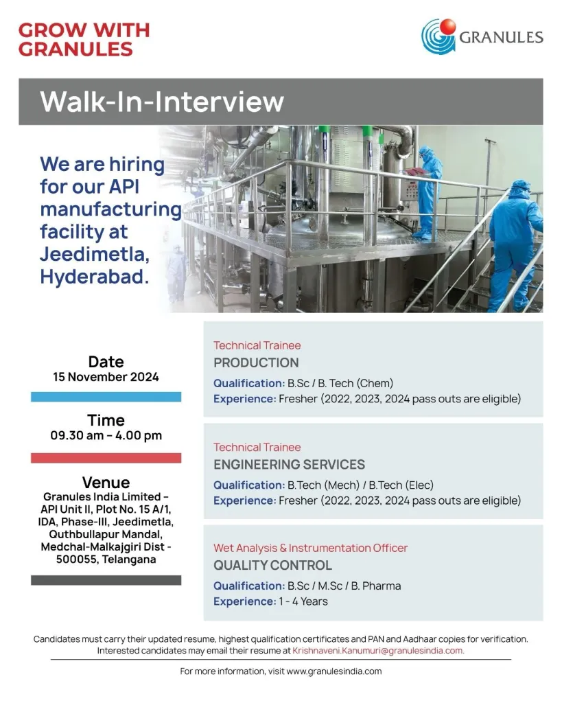 Granules India Limited – Walk-In Drive