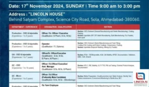 Lincoln Pharmaceuticals Ltd – Openings