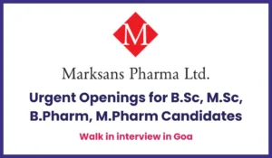 Marksans Pharma Hiring