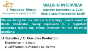 Panacea Biotec – Walk-In Interview