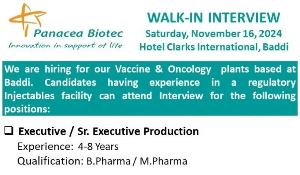 Panacea Biotec – Walk-In Interview