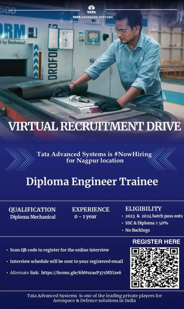TATA Advanced Systems Ltd – Virtual Recruitment Drive