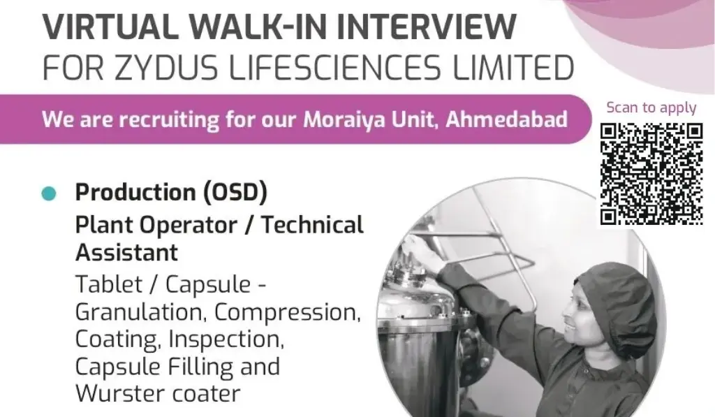 Zydus Lifesciences Virtual Walk-In Interviews