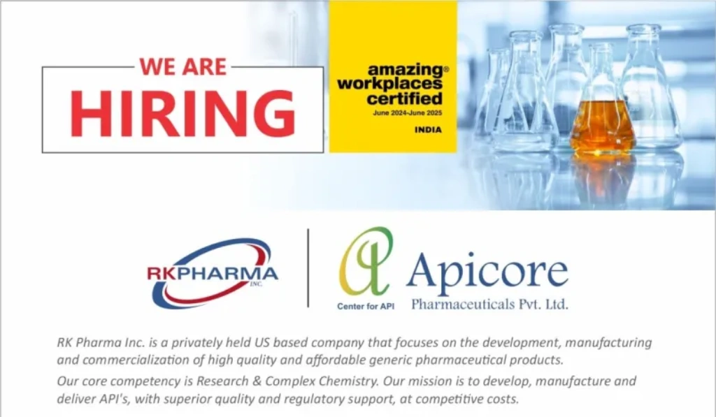 Apicore Pharmaceuticals Walk In Interview for Freshers
