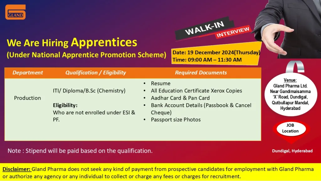 Gland Pharma Ltd Walk-In Drive